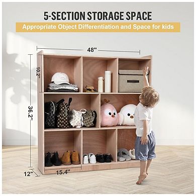 Mobile 8-Compartment Storage Cubby Cabinet for Classroom Organization