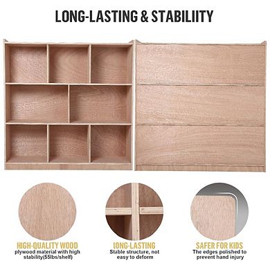 Mobile 8-Compartment Storage Cubby Cabinet for Classroom Organization