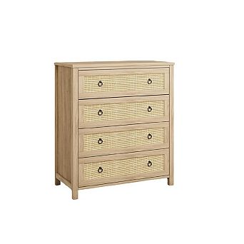 Rattan 4 Drawer Bedroom Dresser Freestanding Storage Cabinet