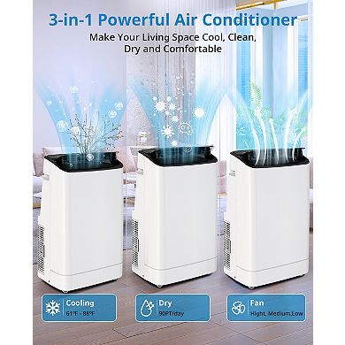 ANIXOL 14,000 BTU Portable AC, 3-in-1 Dehumidifier & Fan, Quiet, Remote, Sleep, 24H Timer