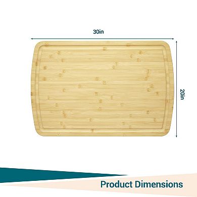 ANIXOL Extra Large 100% Bamboo Cutting Board with Deep Juice Grooves