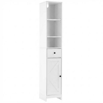 Narrow Tall Bathroom Storage Cabinet with Drawer and Open Shelf