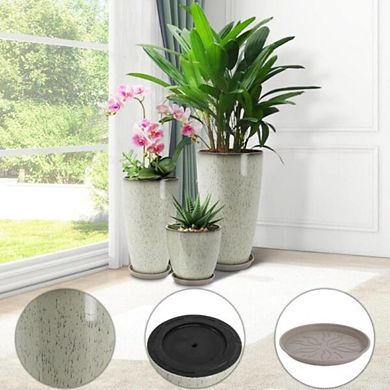 3-Pieces Glaze Beige Ceramic Looking Planters