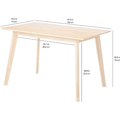 Solid Wood Kitchen Rectangular Dining Table, Easy to Assemble, 29.5"D x 47.2"W x 29.5"H
