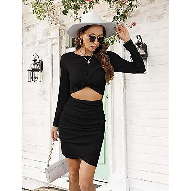 Casual Twist Knot Cutout Bodycon Dress
