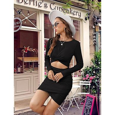 Casual Twist Knot Cutout Bodycon Dress