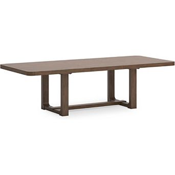 84″ Extendable Farmhouse Dining Table Seats 10, Light Brown Glazed Finish