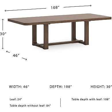 84″ Extendable Farmhouse Dining Table Seats 10, Light Brown Glazed Finish
