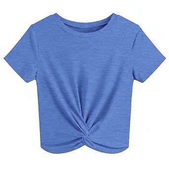 Twist Front Round Neck Crop Top