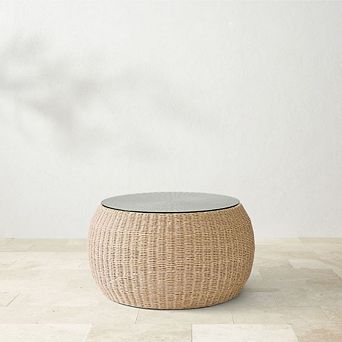 Round Wooden Coffee Table for Living Room or Patio