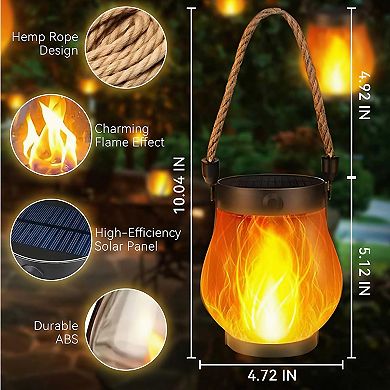 Solar Lantern Outdoor Lights Solar Lantern Waterproof Flame Hanging Lanterns(5 Pcs)