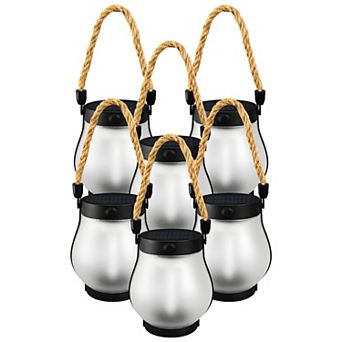 Solar Lantern Outdoor Lights Solar Lantern Waterproof Flame Hanging Lanterns(6 Pcs)