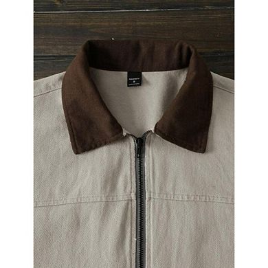 Woven Slim Fit Contrast Color Block Casual Jacket