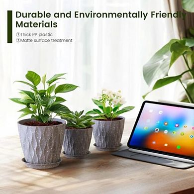 7-Piece Speckled Grey Texture Plastic Planters