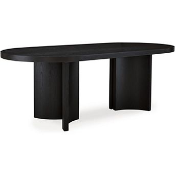 86″ Black Oval Dining Table Seats 8, Art Deco Style