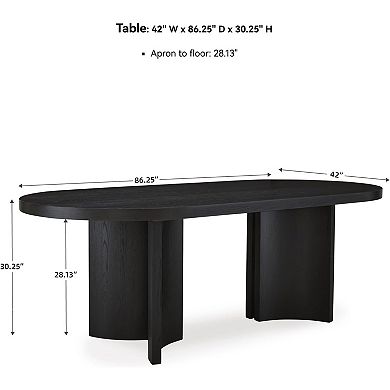 86″ Black Oval Dining Table Seats 8, Art Deco Style