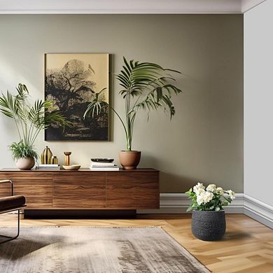 Black Fluted Planter With Surface Indentations