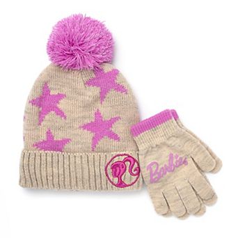 Girls Mattel's Barbie 2 pc Winter Hat & Gloves Set