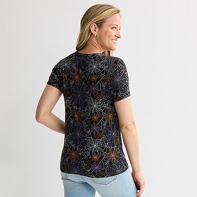 Women's Hybrid Short Sleeve Halloween Graphic Tee