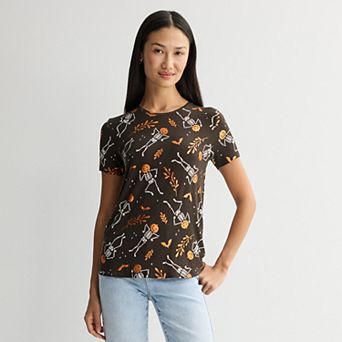 Women's Hybrid Short Sleeve Halloween Graphic Tee