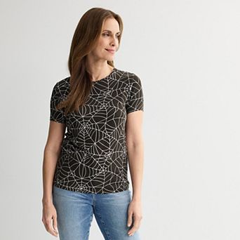 Women's Hybrid Short Sleeve Halloween Graphic Tee