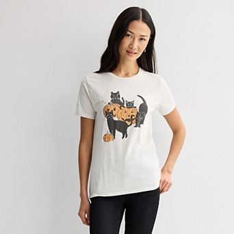 Women's Pumpkin Cats Graphic Tee