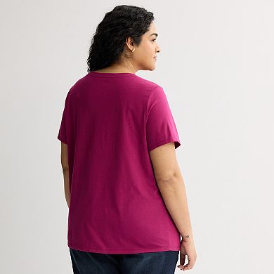 Plus Size Black Cat Short Sleeve Graphic Tee with Rhinestones