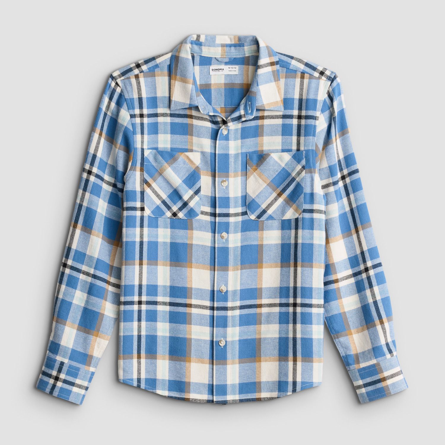 Рубашка Sonoma Goods For Life® Supersoft Flannel Long-Sleeve in Regular and Husky для мальчиков, цвет: Синий клетчатый — фото 1