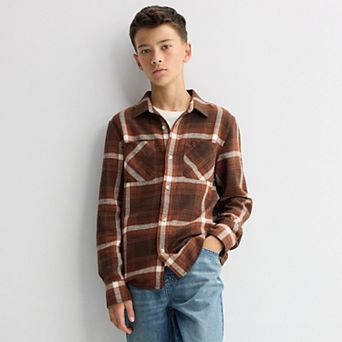 Boys 8-20 Sonoma Goods For Life® Supersoft Flannel Long-Sleeve Shirt in Regular and Husky