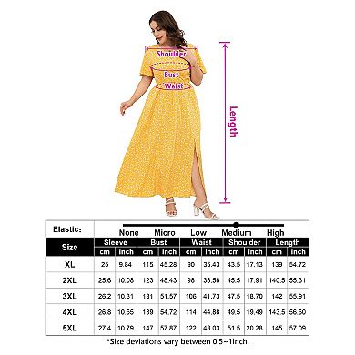 Women's Plus Size Wrap Maxi Dress Short Sleeves Empire Waist Side Split Casual Dress