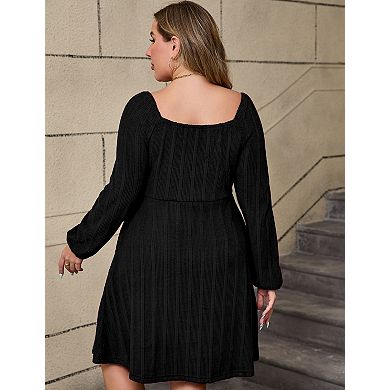 Womens Plus Size Dresses Long Sleeve Tie Front Dress