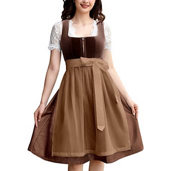 Women's Dirndl Beer Dress 3 pc Costumes for Bavarian Oktoberfest Carnival Festival