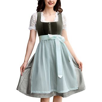 Women's Dirndl Beer Dress 3 pc Costumes for Bavarian Oktoberfest Carnival Festival