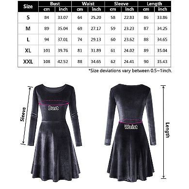 Women's Velvet Long Sleeve Crewneck Mini Dress