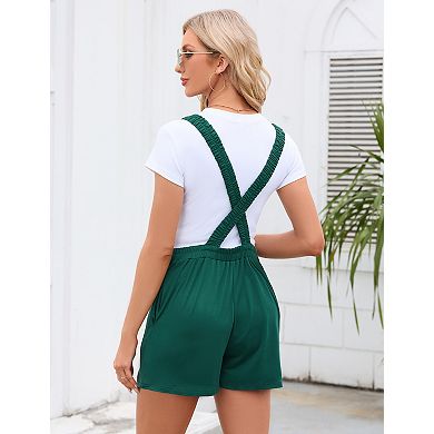 Womens Wide Elastic Strap Maternity Nursing Romper Casual Solid Summer Overall Short Jumpsuits
