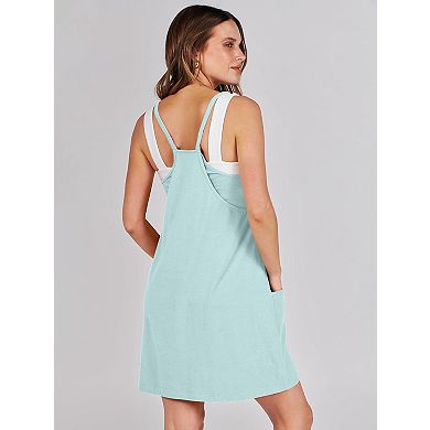 Womens Sleeveless Mini Dress V Neck Athletic Short Dress with Pockets