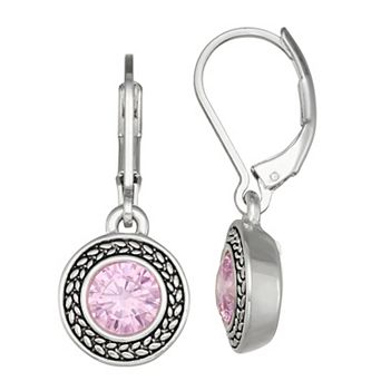 Napier Silver Tone Cubic Zirconia Social Round Drop Earrings