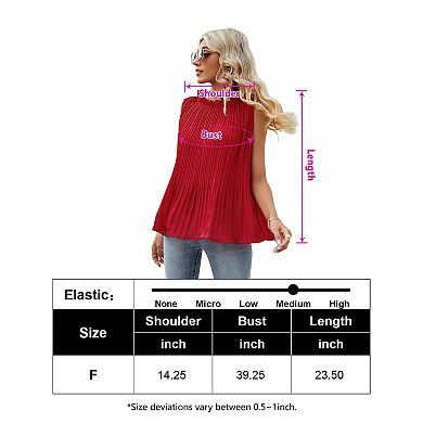 Frill Mock Neck Sleeveless Tops for Women Ruffle Trim Neckline Blouse