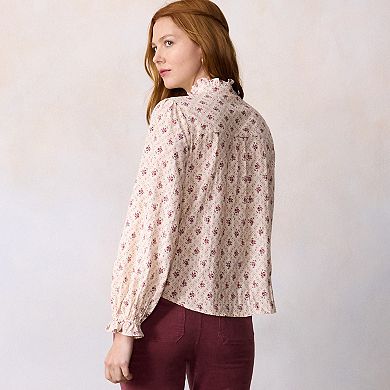 Petite LC Lauren Conrad Long Sleeve Mockneck Blouse