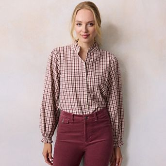 Petite LC Lauren Conrad Long Sleeve Mockneck Blouse