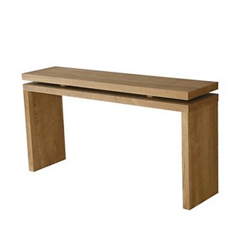 Merax Farmhouse Console Table Antique Natural Double Board Design