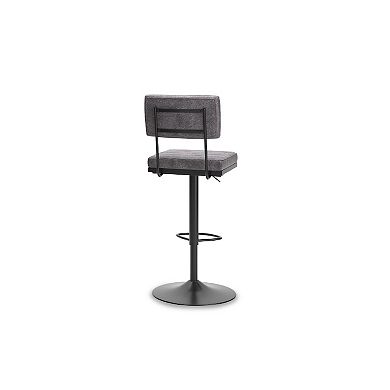Mya Swivel Barstool Set of 2, Gray Faux Leather, 22-31 Adjustable Height