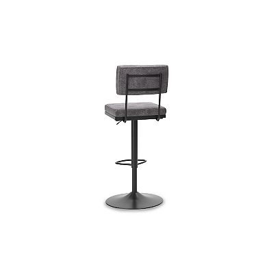 Mya Swivel Barstool Set of 2, Gray Faux Leather, 22-31 Adjustable Height