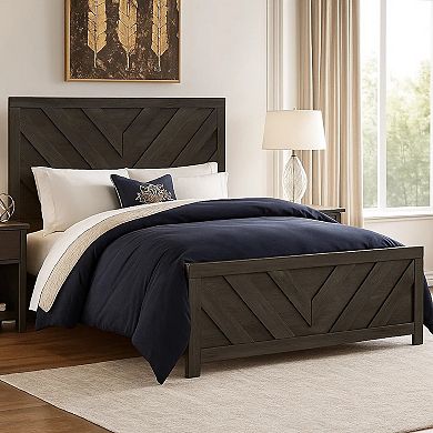 Bed, Chevron Pattern, Panel Headboard