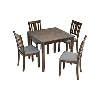 Merax Elegant 5 pc Wooden Dining Table Set with 4 Chairs