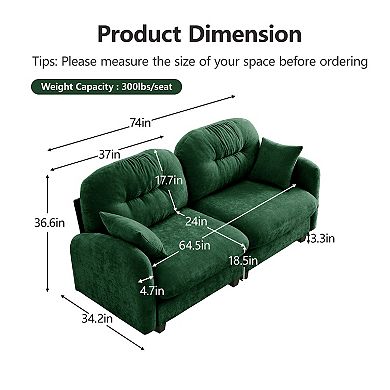 Merax Loveseat Cloud Sectional Couches Chenille Fabric