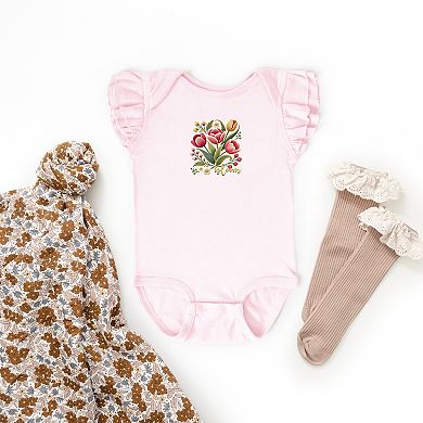 Bloom Tulips - Baby Flutter Sleeve Bodysuit