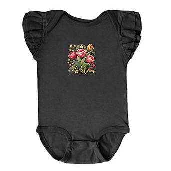 Bloom Tulips - Baby Flutter Sleeve Bodysuit