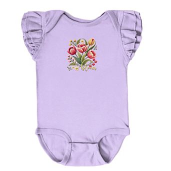 Bloom Tulips - Baby Flutter Sleeve Bodysuit
