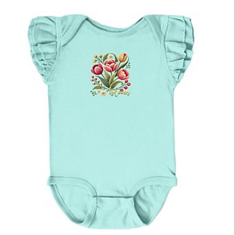 Bloom Tulips - Baby Flutter Sleeve Bodysuit